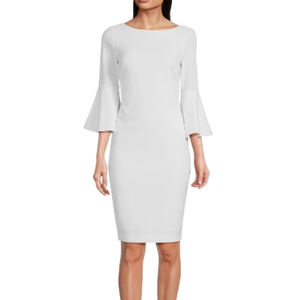 Calvin Klein White Bell Sleeve Office Dress SZ 6